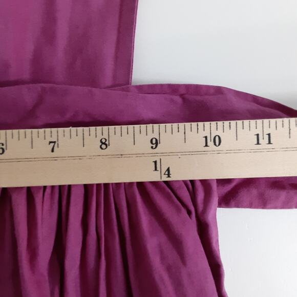 Vintage Girls Prairie Twirl Dress Pinafore Purple Tie Waist Collared Pinnie - Picture 15 of 16